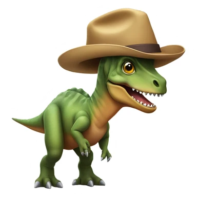 A dinosaur with a boot in it head and 2 hats in his fee sticker