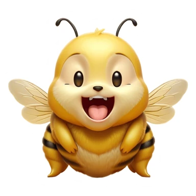 Cinematic Cute Yawning Bee Portrait Emoji, Head tilted slightly with a dramatic, wide-open yawn, showcasing a tiny, fuzzy body with gently drooping wings and sleepy, half-closed eyes, Simplified yet irresistibly adorable features, highly detailed, glowing with a soft, cozy golden glow, high shine, relaxed yet expressive, stylized with a dash of whimsical honey charm, soft glowing outline, capturing the essence of a drowsy yet affectionate bee that appears ready to stretch out for a nap! sticker