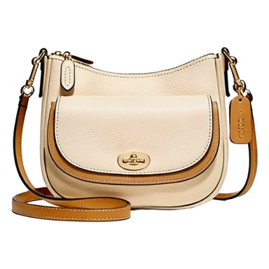 Coach Women's Hadley Mini Crossbody Bag in Pebbled Leather white beige
 sticker