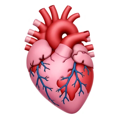 Anatomical heart, soft pink, light, iOS emoji style, variation 2 sticker