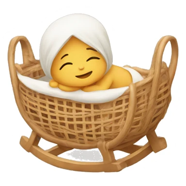 Newborn in a rattan cradle sticker