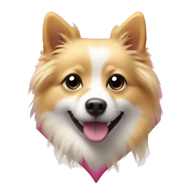 White and blonde spots spitz in a pink heart sticker