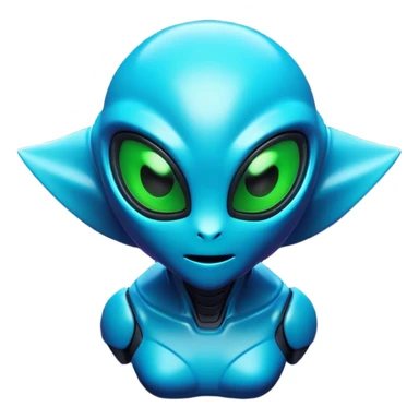 Clash of Clans aesthetic: Cinematic Playful 3D Isometric Alien Emoji, rendered in a 3D vector-style similar to standard emojis with minimal shading and bold, simplified shapes. A compact, distinct form with signature details, softly glowing with a futuristic sci-fi warfare charm. Simplified yet unmistakably iconic, highly detailed and consistent, glowing with a soft radiance and high shine. Stylized with a touch of high-tech brilliance and a soft glowing outline, capturing the essence of a beloved gaming relic with a friendly, playful manner! sticker