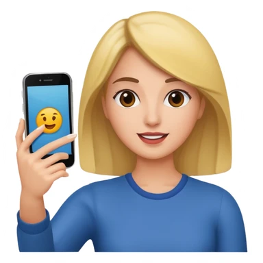  woman holding her phone having selfie sticker