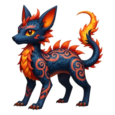 Shiny Fiery Dark Ugly Evil Realistic Glowing Eldritch Horror Cool Edgy Badass Emo Glorious Demonic Batty Dusky Ethereal Magical Punky Aural Fluorescent Bioluminescent Hideous Canine-Litten-Amaura-Salandit-Noibat-Flareon-Fakémon-fusion (full body) with intricate pattern markings sticker
