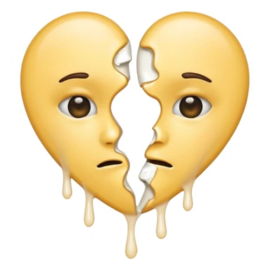 The broken heart emoji in white with sticky white liquid Ozzing out of it (the heart is broken in half and faceless)  sticker