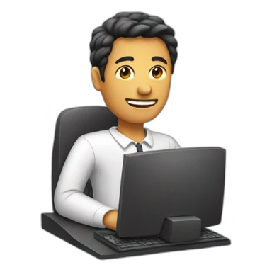 man with computer sticker
