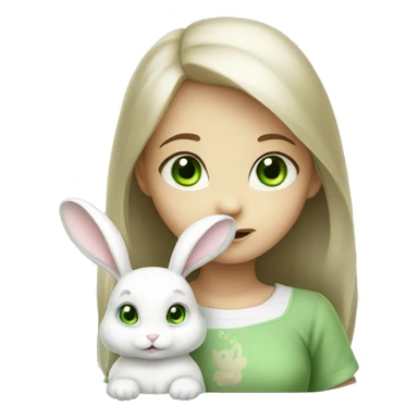 Cute White bunny girl with light-green eyes curious and question symbol  sticker