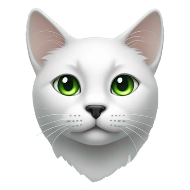 white cat head with black spot on top of head and green eyes  sticker
