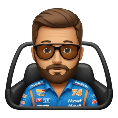 bearded lawyer driving a nascar number 74 sticker