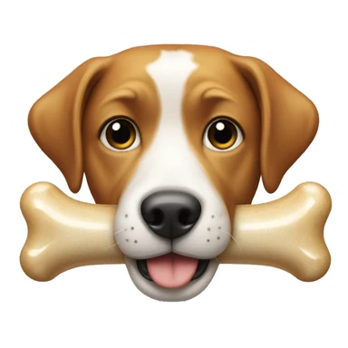 face with a dog bone in its mouth sticker