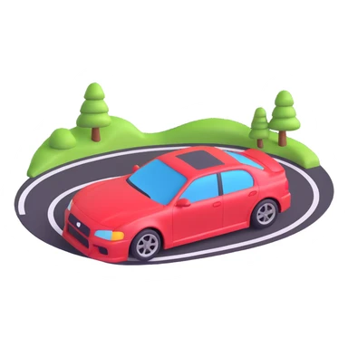 a car drifting around a bend, 3D emoji style sticker