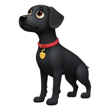 black dog, big jowls, sad puppy eyes, wings, winged dog, angel wings,red collar sticker