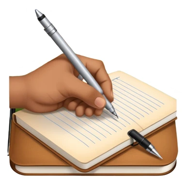 A hand writing in a field notes journal sticker