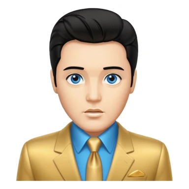 Elvis Presley with Blue eyes, black hair, gold suit sticker