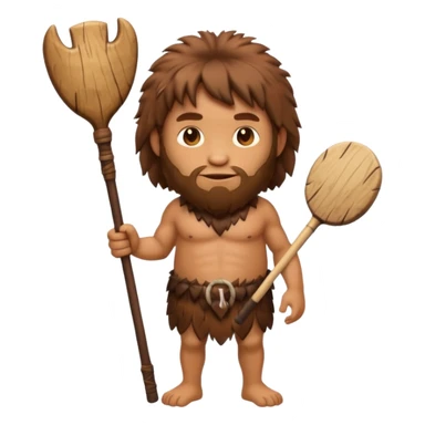 Caveman emoji in animal skin with a club sticker