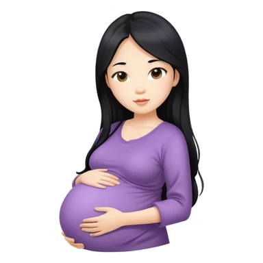 Beautiful Asian girl with long black hair pregnant sticker