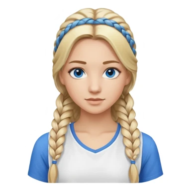 Blonde balayage  With highlights long hair half braids women blue eyes wearing White longtop sticker