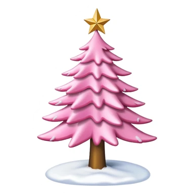 Pink Christmas tree with snow on the branches and a gold star on top no baubles  sticker