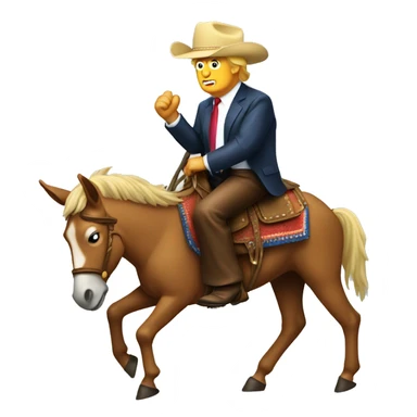 Donald Trump riding a donkey like a rodeo cowboy sticker