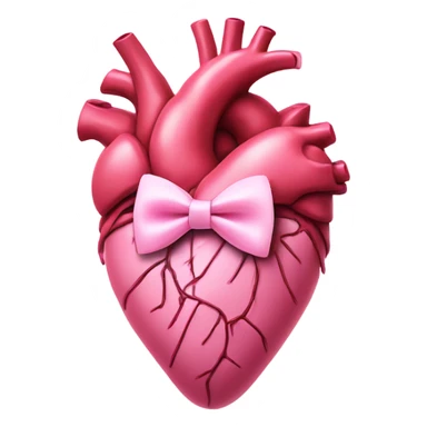 Pink anatomical heart pastel pink with pink bow tie on top sticker