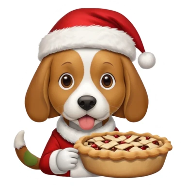 beagle in the santa hat eating a pie sticker