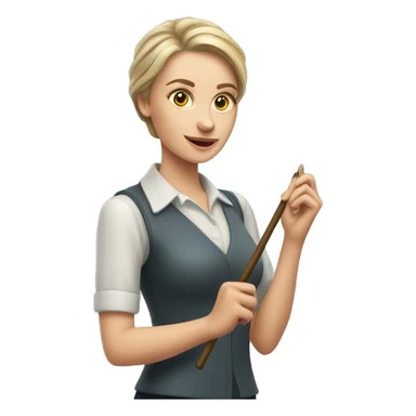 A Ukrainian female teacher holds a magic wand in her hand sticker