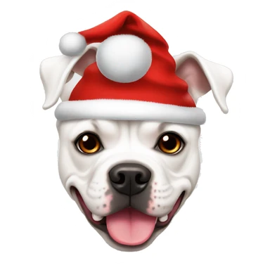 White american bulldog with xmas hat sticker