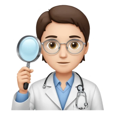 medica de jaleco com uma lupa sticker