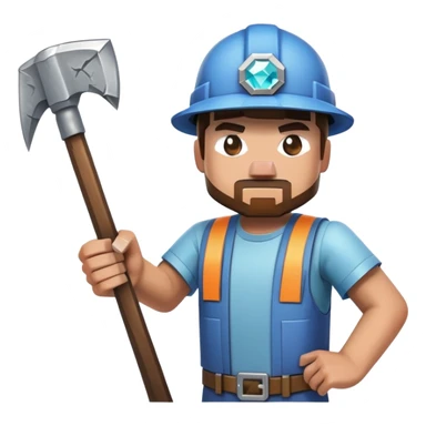 Minecraft miner holding a diamond pickaxe sticker