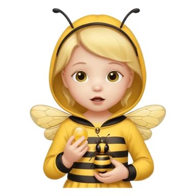baby girl with pacifier dressed as a bee sticker