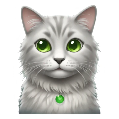 Fluffy gray cat with green eyes sticker