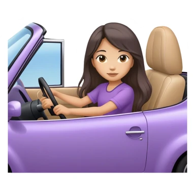 Long hair asian girl driving on her way in a lavendar car  sticker