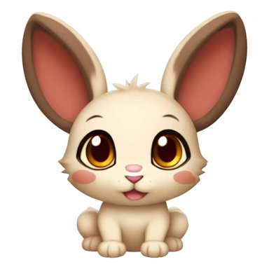 Cute, Chibi, Anthro, Fur-Sona, Dark-Brown, Normal-type-Ground-type Tan-Rabbit-Fakémon with Dark-Red eyes, beige belly, beige paws, beige feet, beige freckles, full body sticker