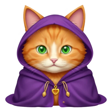 baby orange cat green eyes, in purple cloak sticker