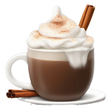 A steaming cup of hot chocolate topped with whipped cream and a sprinkle of cinnamon sticker