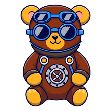 Steampunk teddy bear with goggles sticker