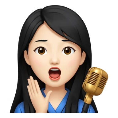 asian woman singing no microphone sticker