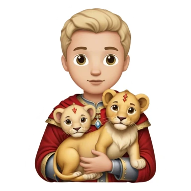 Little medieval duke with lion cub sticker