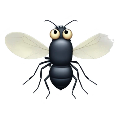 A midge (very tiny fly from scotland) looking like a vampire (with two protruding teeth), view from face/profile, looking like embarassed, looking cute sticker