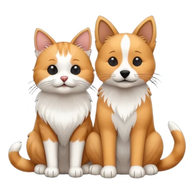 Minimalistic flat vector icon, iOS style, thin black contour on white background. Cat and dog sitting together. Clean, no text, no shadows. sticker
