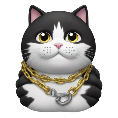 black and white cat in a puffer with a chain  sticker