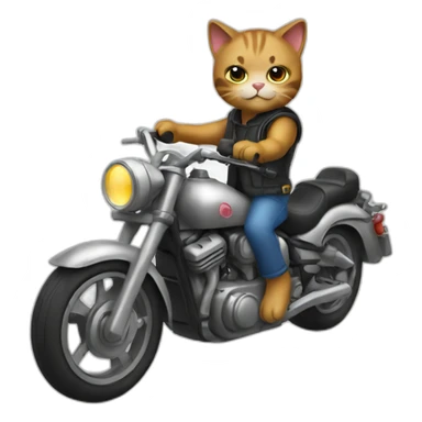 cat driving motorcycle sticker