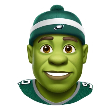 Shrek in a Philadelphia eagles hat sticker