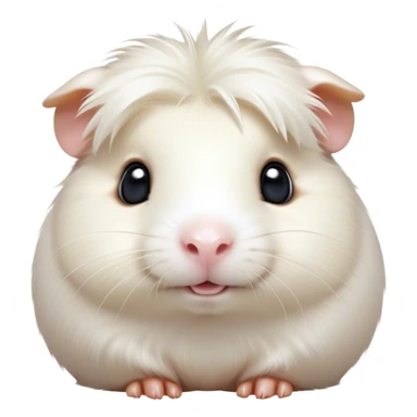 Cinematic Cute White Guinea Pig Portrait Emoji, Head tilted playfully and inquisitively, showcasing a silky, immaculate white fur with a natural glow, round, sparkling dark eyes filled with curiosity, Simplified yet irresistibly adorable features, highly detailed, glowing with a warm, friendly light, high shine, affectionate and lively, stylized with a touch of whimsy, bright and endearing, soft glowing outline, capturing the essence of a mischievous yet loving guinea pig, so playful it feels like it could nuzzle out of the screen and into your arms! sticker