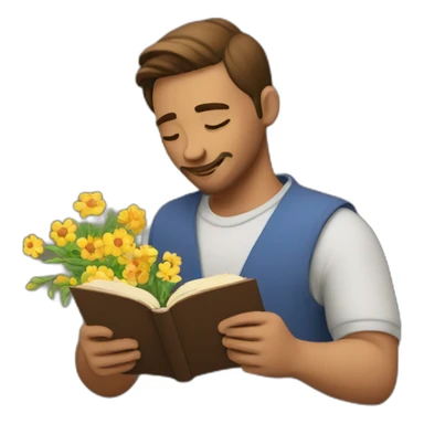 a man reads a book about flowers sticker
