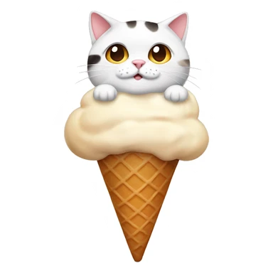 Icecream with fat calico cat sticker