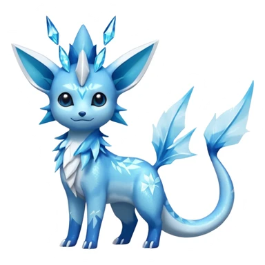 Sparkly Icy Glacial Helioptile-Vaporeon-Glaceon-Amaura-Shaymin-Fakémon-hybrid-creature (full body)  sticker
