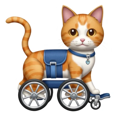 cat in a wheelchair designed for cats to walk sticker