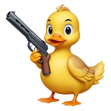 Ducky holding a toy-gun sticker